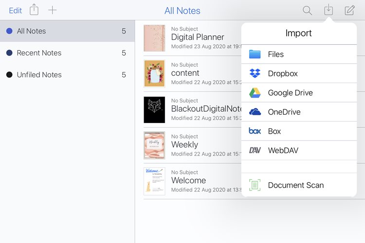 How to import digital planners to notability