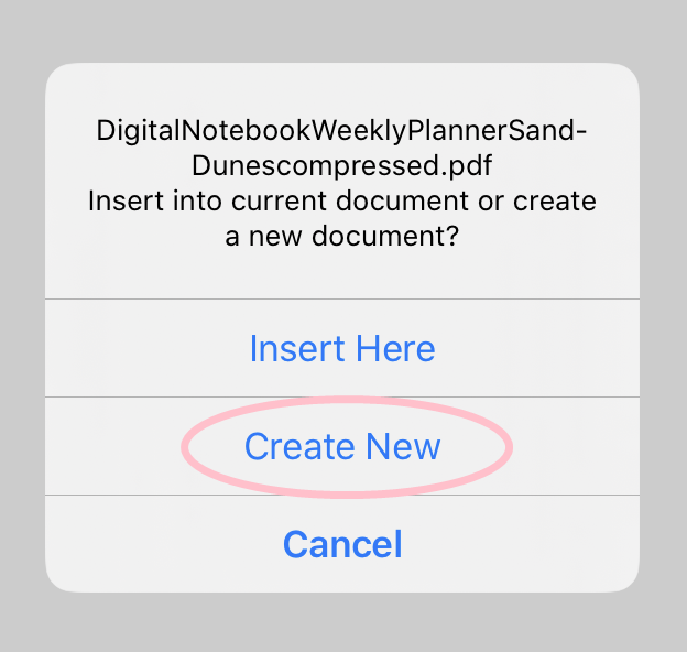Create a new document inside Noteshelf.