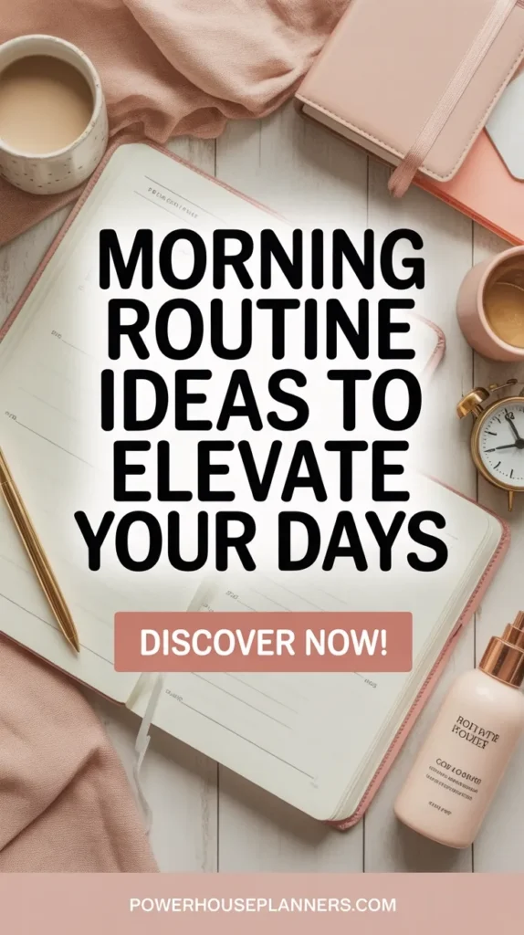 Alt text: Stylish planner with a gold pen and coffee, showcasing morning routine ideas to elevate your day.