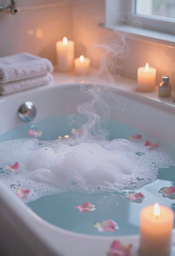 candlelit warm bath relaxation