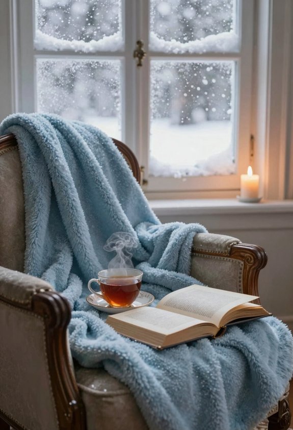 cozy blankets and books