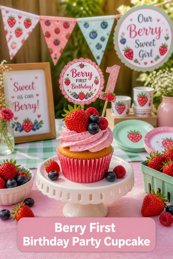 berry themed birthday cupcake decorations