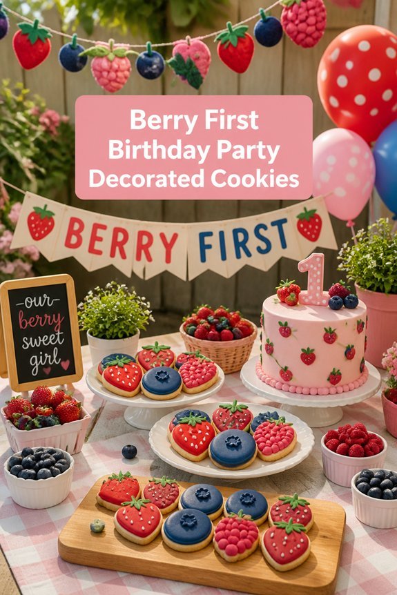 berry themed festive cookie display