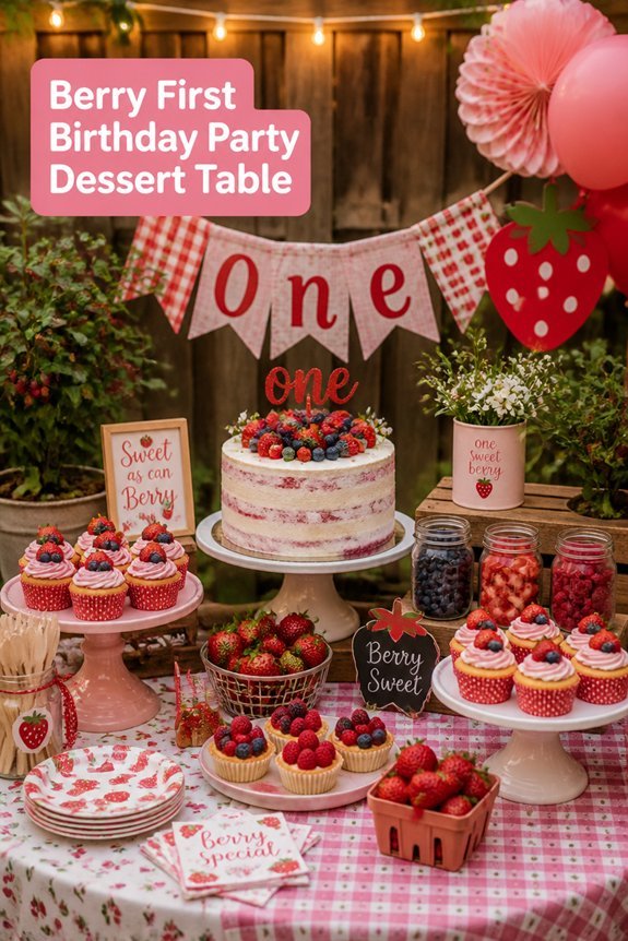 berry themed first birthday desserts