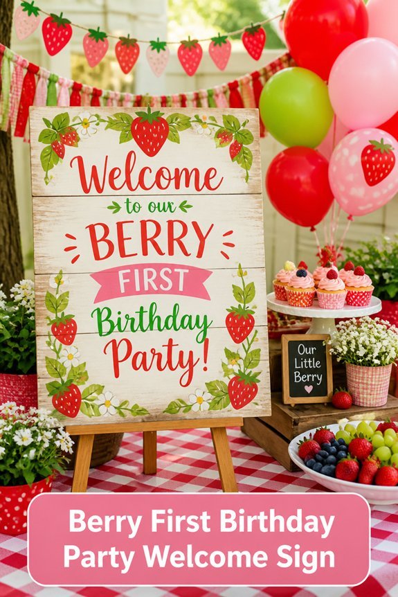 berry themed welcome sign
