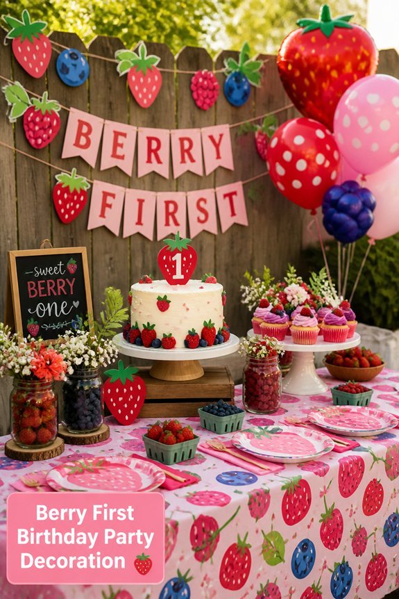 bright berry themed party decor