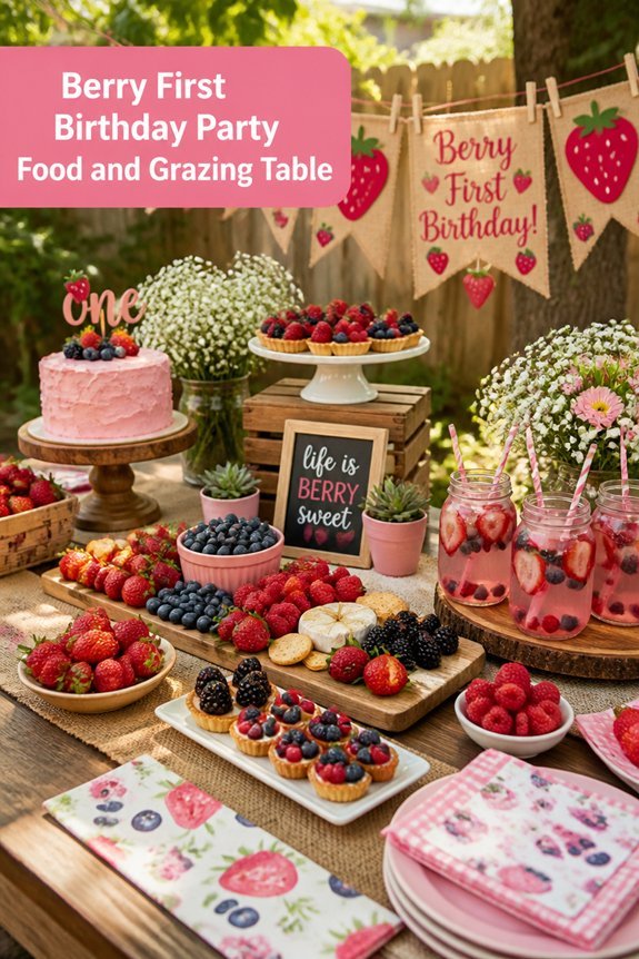 colorful berry themed grazing table