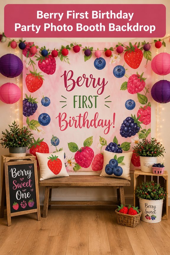 colorful berry themed photo backdrop