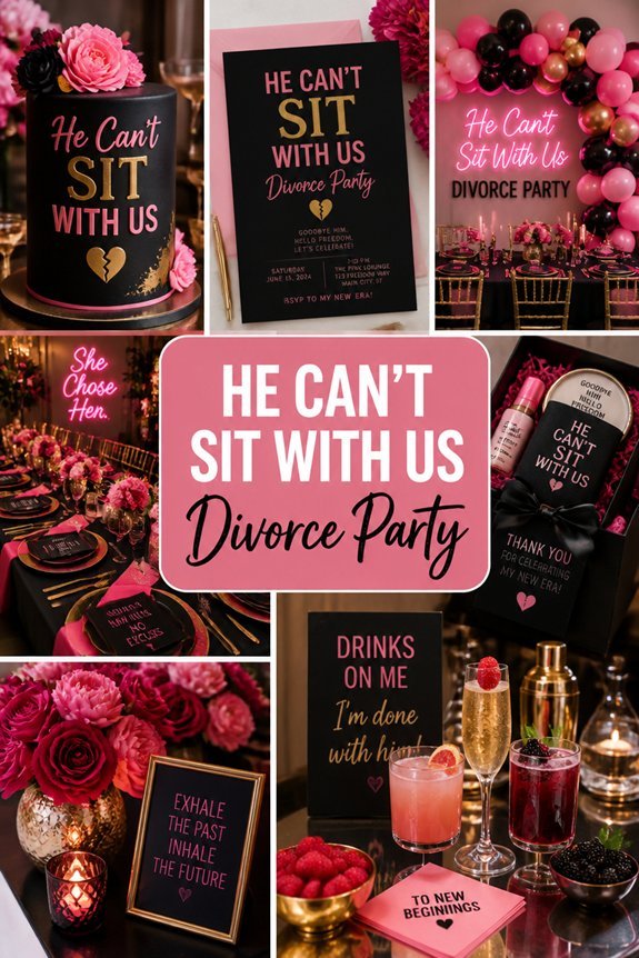 divorce party with pink plaid