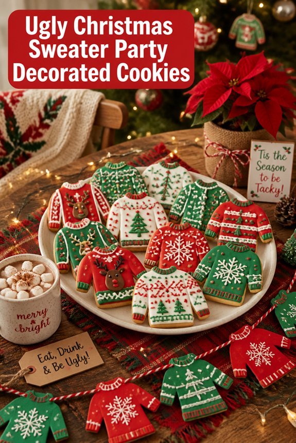 festive colorful sweater cookies