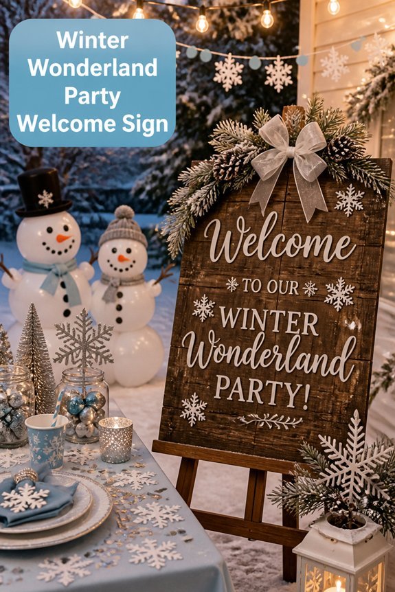 festive frosty entrance sign