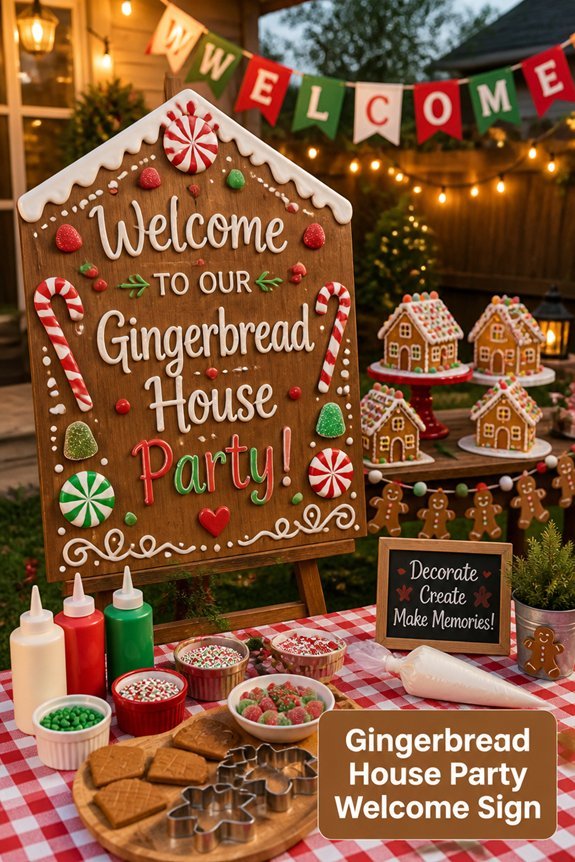 festive gingerbread welcome sign