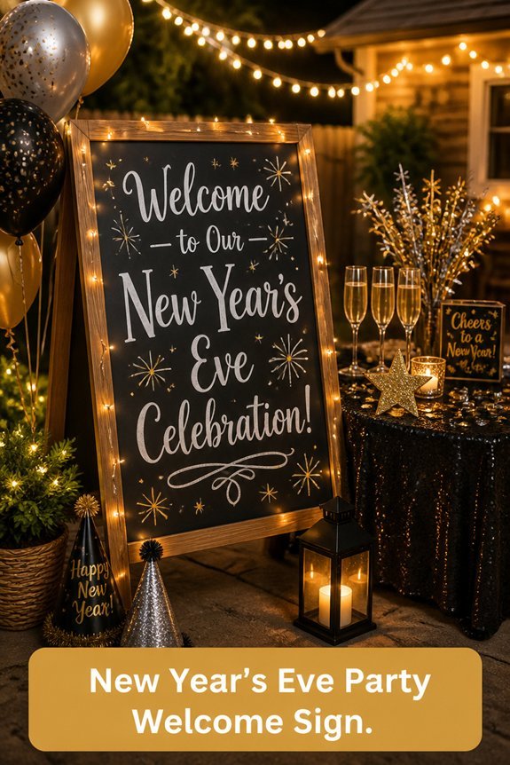 festive welcome party sign