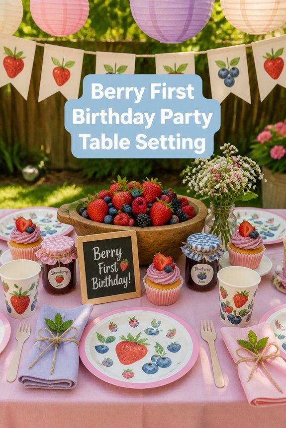 pastel berry table decor